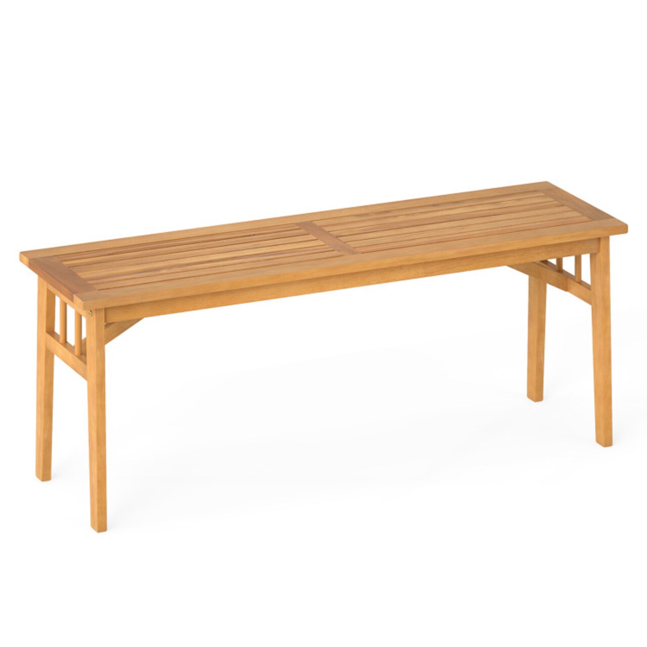 48 Inches Acacia Wood Bench with Breathable Slat Seat and Stable Triangular Structure